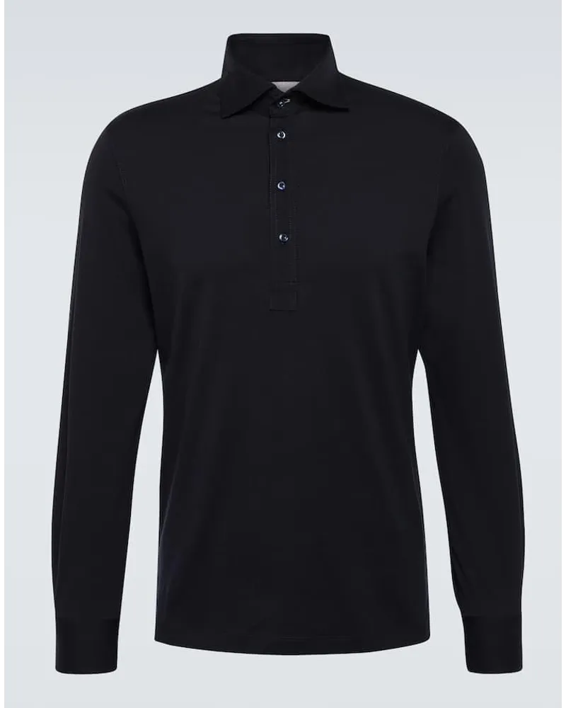 Brunello Cucinelli Pullover polo in cotone Blu