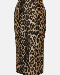 Balmain Gonna midi a stampa leopardo Beige