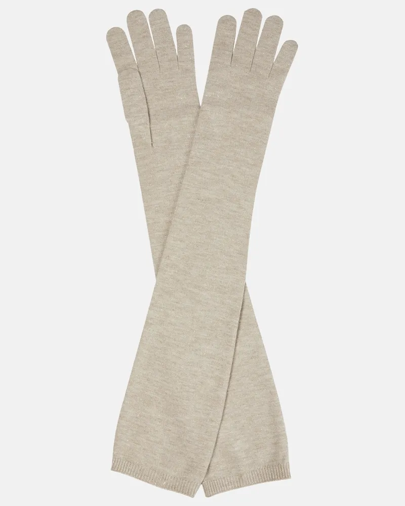 Brunello Cucinelli Guanti in cashmere e lamÃ Grigio