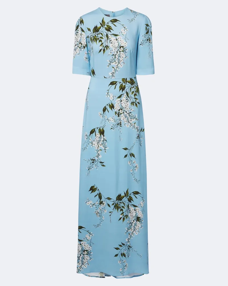 Monique Lhuillier Abito lungo floreale Blu
