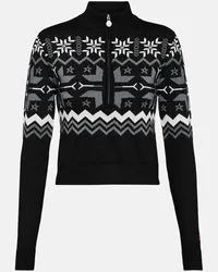 Perfect Moment Pullover Nordic in lana con mezza zip Nero