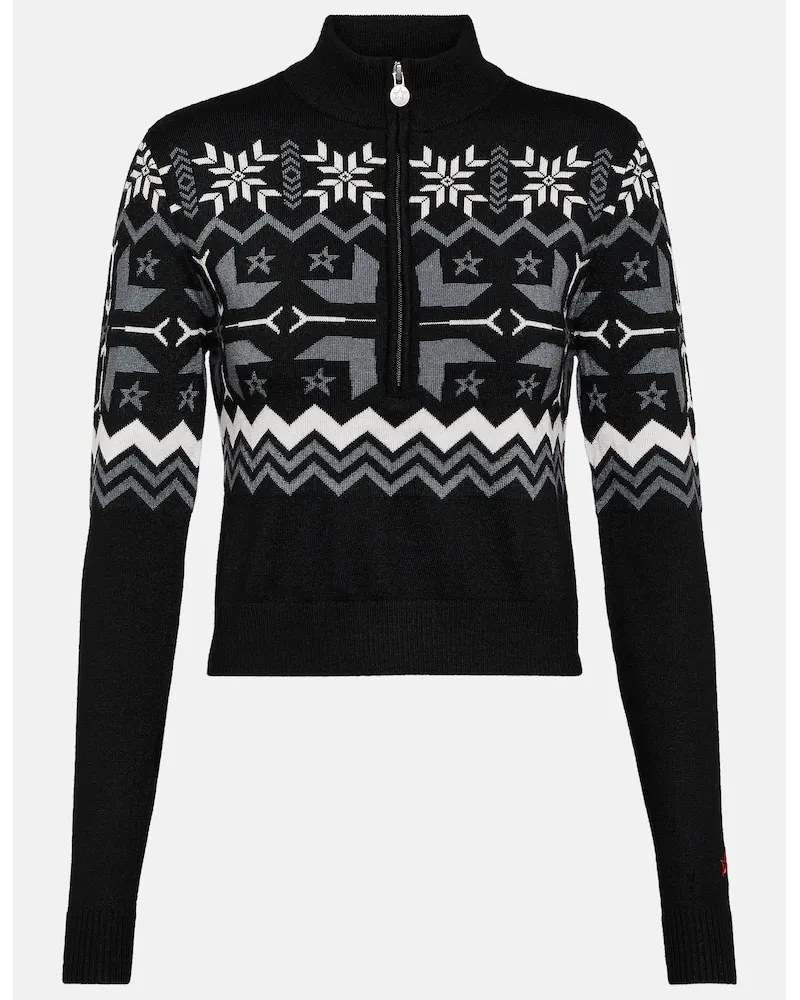 Perfect Moment Pullover Nordic in lana con mezza zip Nero