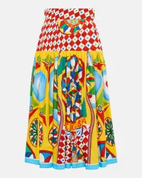 Dolce & Gabbana Gonna midi in cotone a pieghe Multicolore