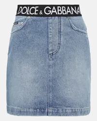 Dolce & Gabbana Minigonna di jeans con logo Blu