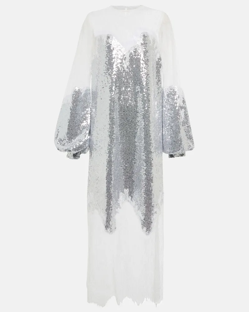 COSTARELLOS Abito midi Zahara in pizzo Metallizzato