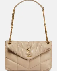 Saint Laurent Borsa a spalla Puffer Small in pelle Beige