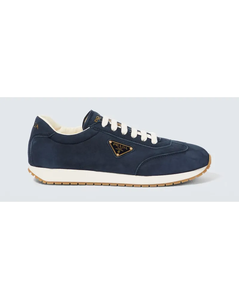 Prada Sneakers Rank in suede con logo Blu