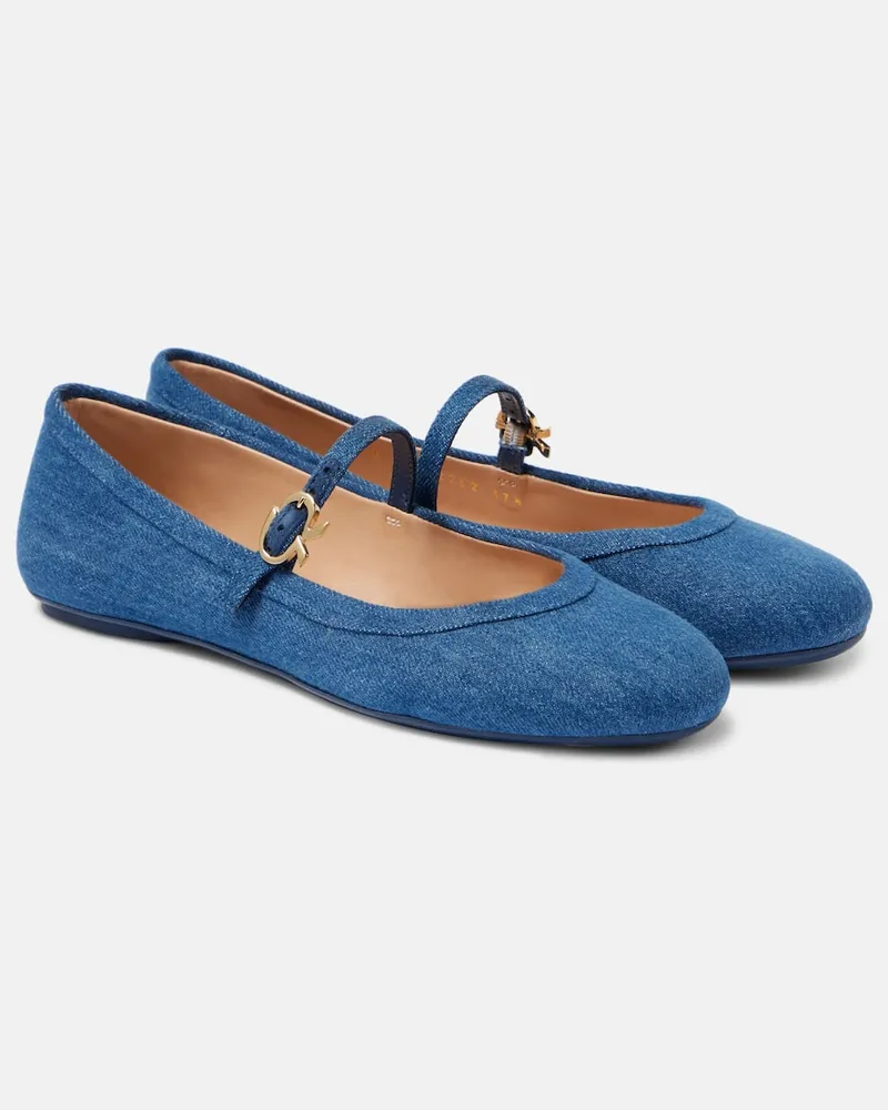 Gianvito Rossi Ballerine Mary Jane Carla in denim Blu