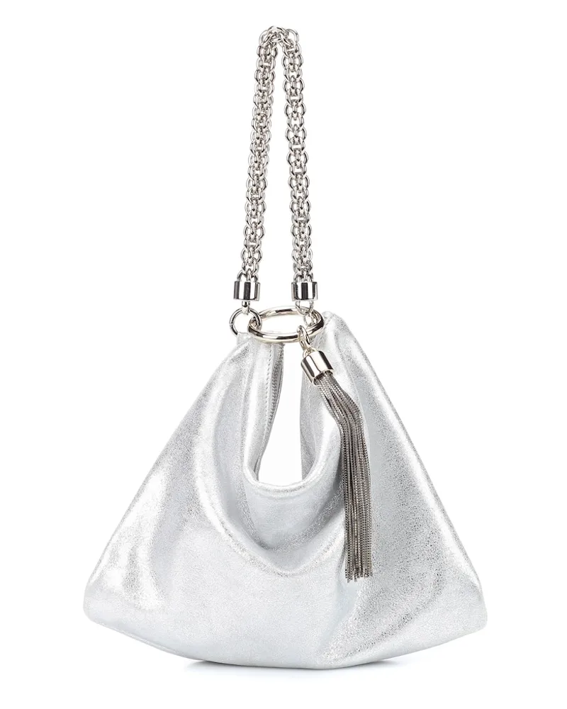 Jimmy Choo Clutch Callie in suede metallizzato Argento