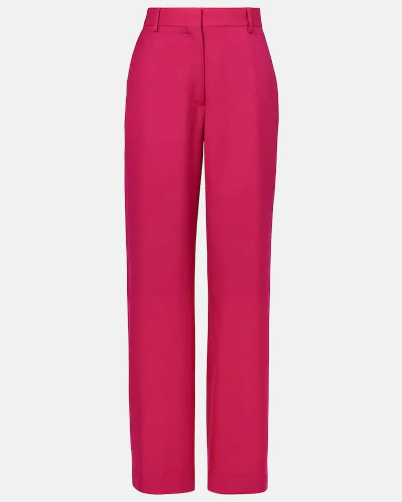 Dries van Noten Pantaloni in twill di lana e mohair Rosa