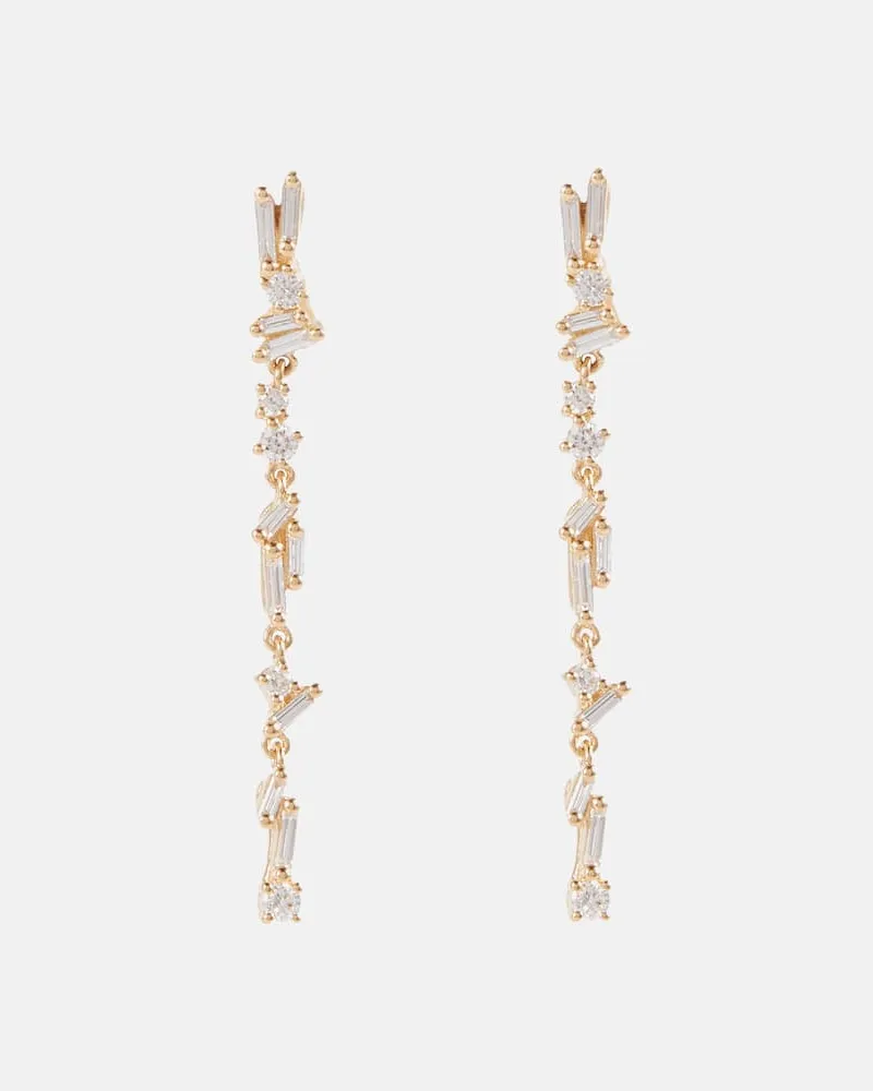 Suzanne Kalan Orecchini pendenti Iva in oro 18kt con diamanti Metallizzato