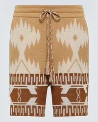 Alanui Shorts Icon Piquet in jacquard di cotone Beige