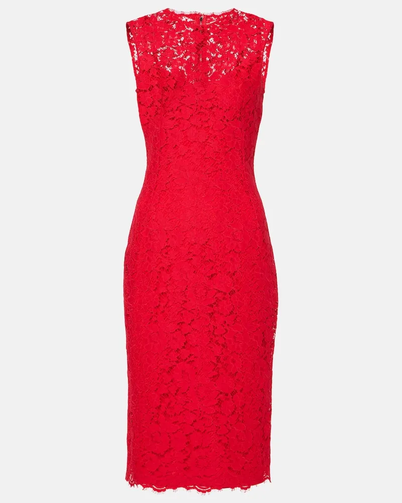 Dolce & Gabbana Abito midi in misto cotone Borgogna