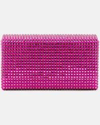 Amina Muaddi Clutch Superamini Paloma con cristalli Rosa