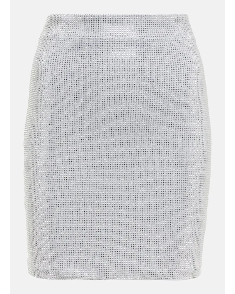 Balmain Minigonna con cristalli Argento