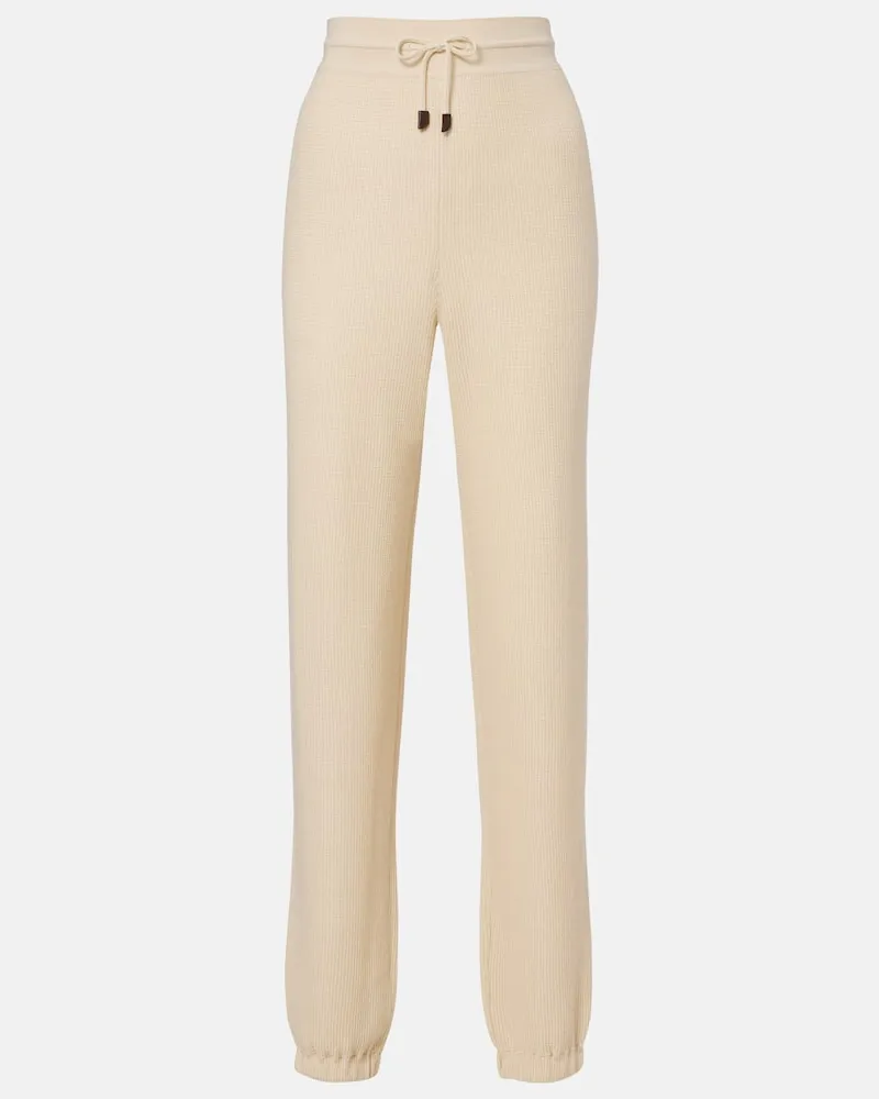 Loro Piana Pantaloni sportivi Acacia in cashmere e seta Beige