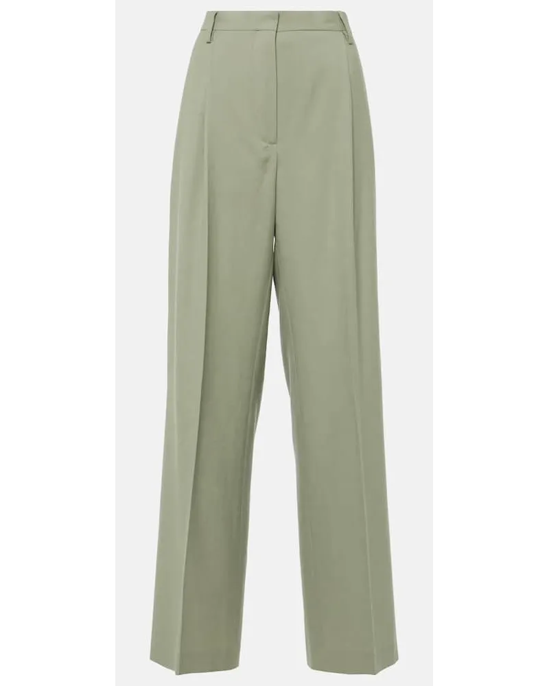 Dries van Noten Pantaloni regular in lana a vita media Verde
