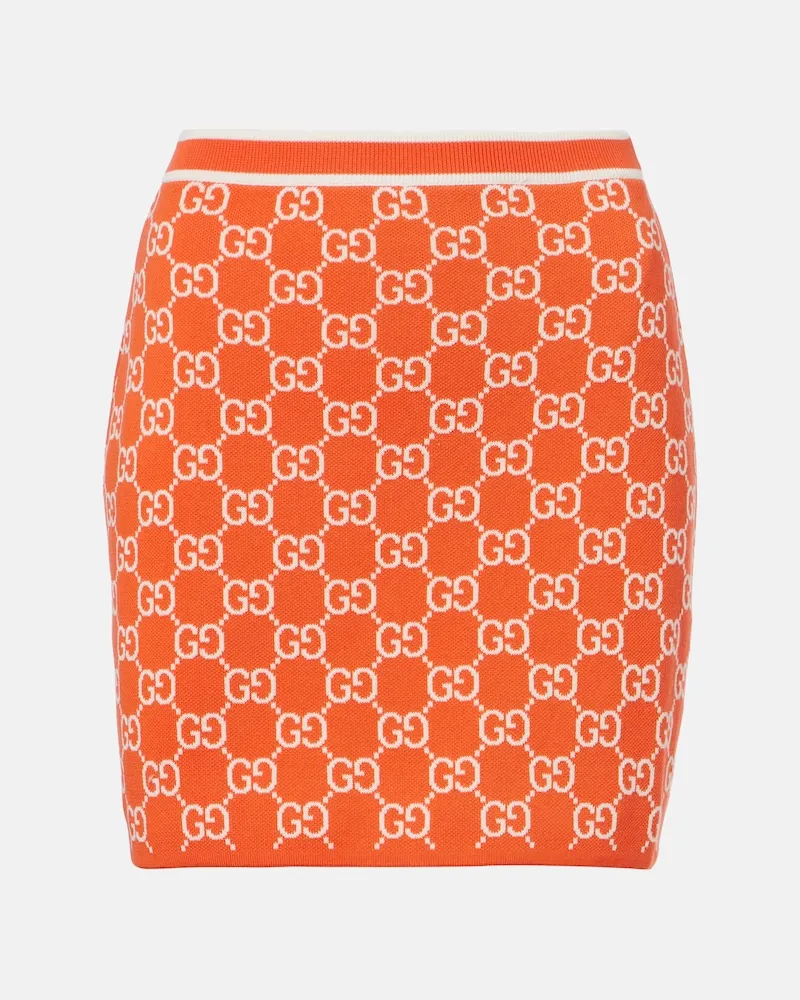 Gucci Minigonna in jacquard GG di cotone Arancione