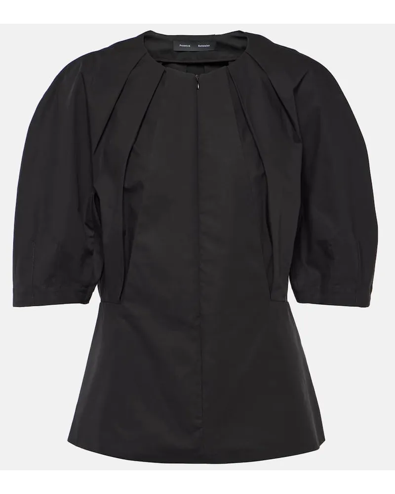 Proenza Schouler Top Georgia in popeline di cotone Nero