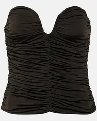 Magda Butrym Bustier in jersey con ruches Marrone