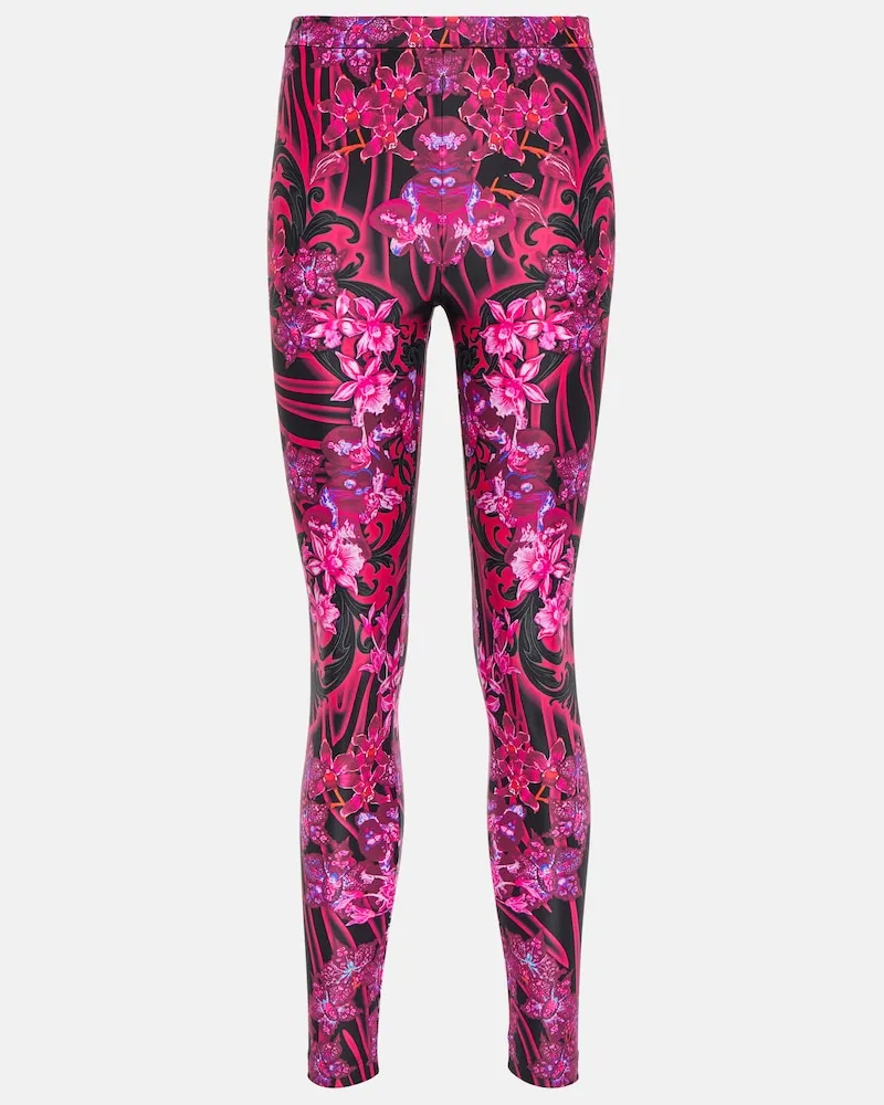 Versace Leggings con stampa a vita alta Rosa