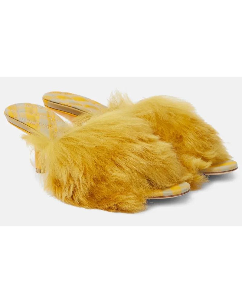 Burberry Mules Jackie in shearling e pelle Giallo