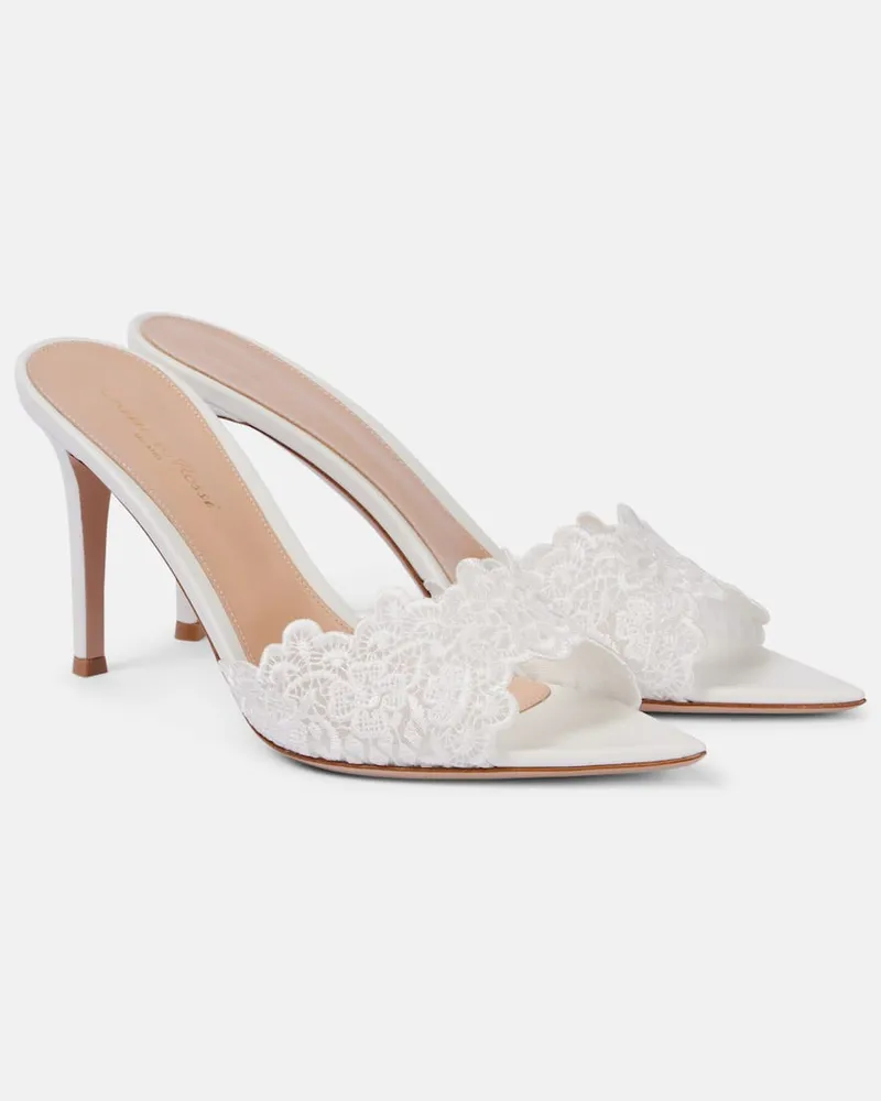 Gianvito Rossi Sandali 85 con pizzo Bianco