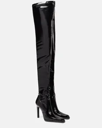 Saint Laurent Stivali cuissardes Nina in vernice Nero