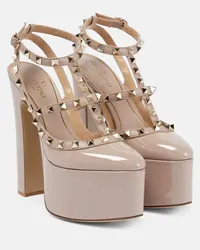 Valentino Garavani Pumps Rockstud in vernice con plateau Beige