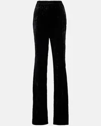 Saint Laurent Pantaloni regular in velluto a vita alta Nero