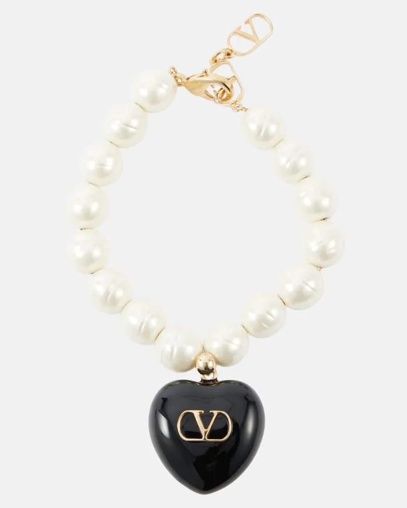 Valentino Garavani Bracciale VLogo con perle bijoux Bianco
