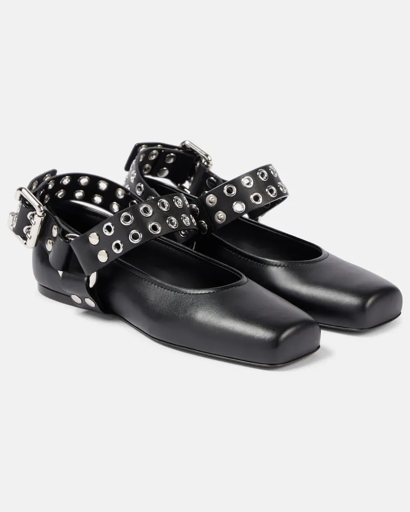 Alaïa AlaÃ¯a Ballerine Mary Jane in pelle con borchie Nero