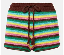 Shorts in crochet di cotone a righe