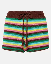 Anna Kosturova Shorts in crochet di cotone a righe Multicolore