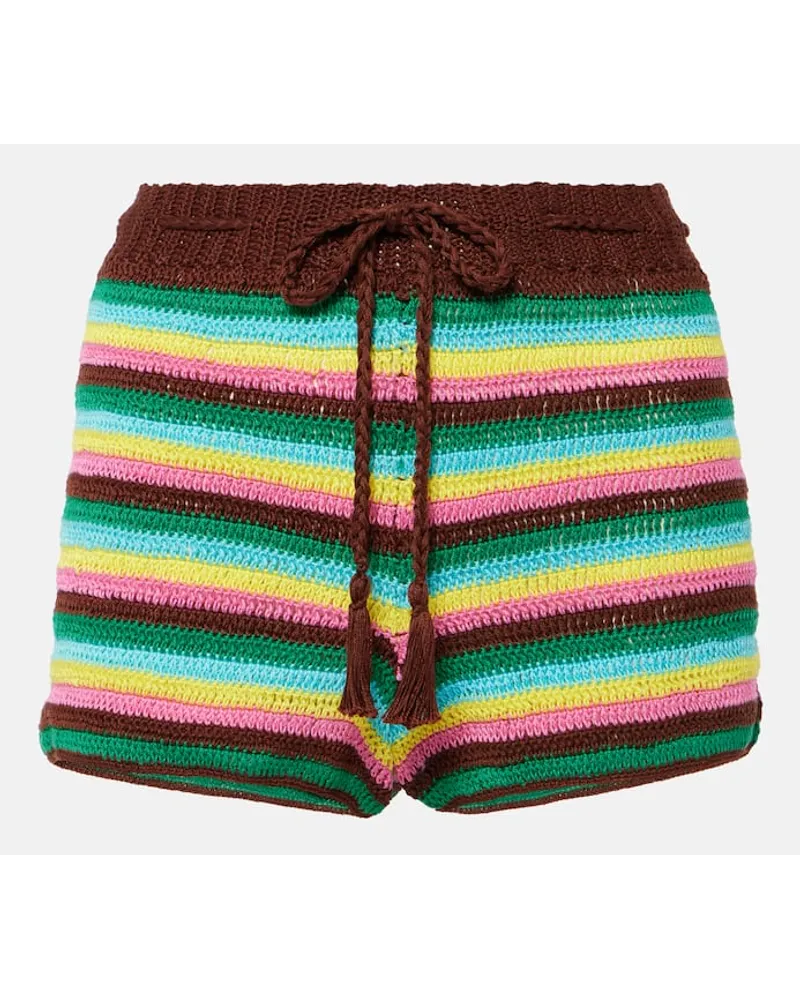Anna Kosturova Shorts in crochet di cotone a righe Multicolore