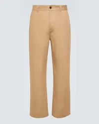 Marni Pantaloni regular in gabardine di cotone Neutro