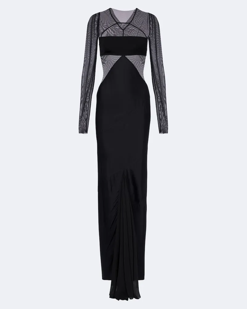 Rick Owens Abito lungo Combo con tulle Nero