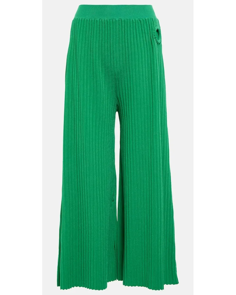 Stella McCartney Pantaloni culettes in maglia a coste Verde