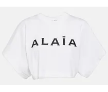 Alaïa T-shirt cropped in cotone con logo