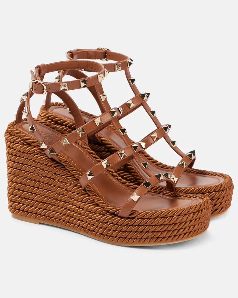 Valentino Garavani Espadrillas Rockstud Torchon 95 Marrone
