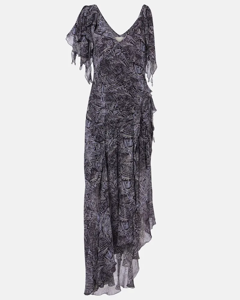 Isabel Marant Abito midi Tylena in georgette di seta Blu