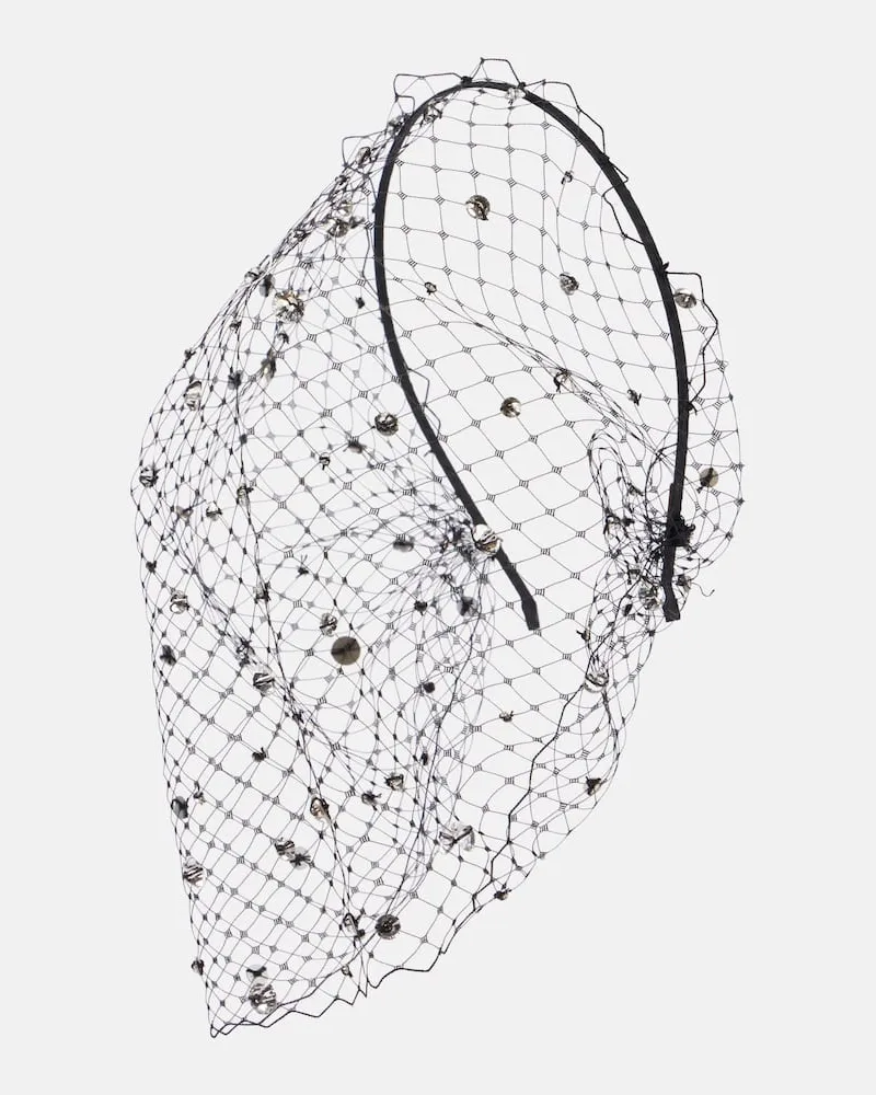 Jennifer Behr Cerchietto Stella con mesh Nero