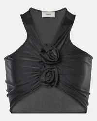 COPERNI Top cropped con applicazioni floreali Nero