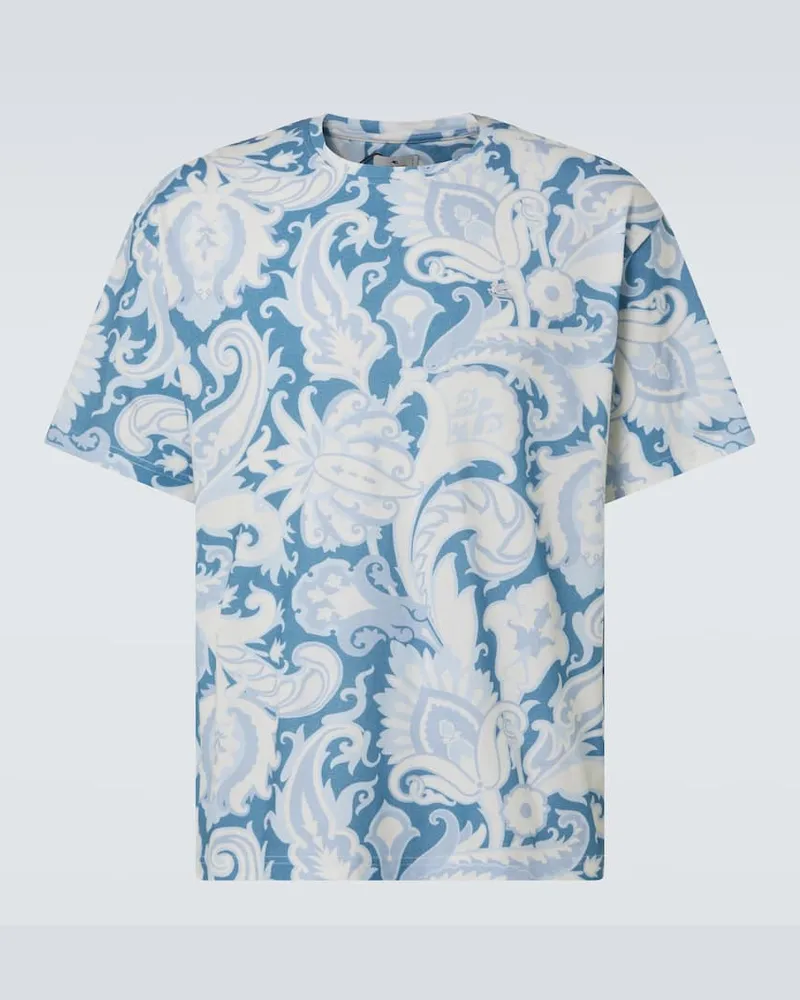 Etro T-shirt Soho in cotone con stampa Blu
