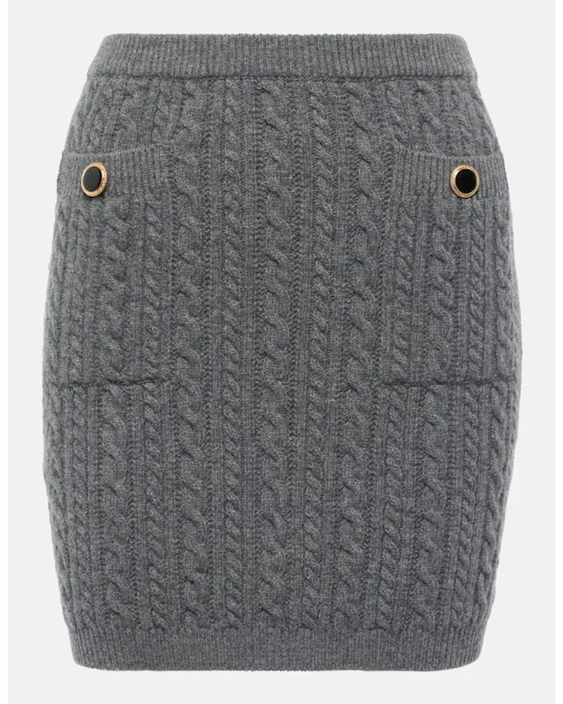 Alessandra Rich Minigonna in lana a trecce Grigio