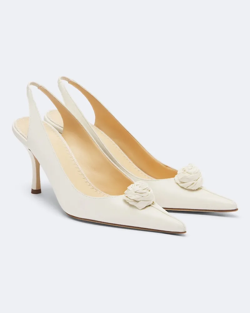 Magda Butrym Pumps in raso di seta con fiori applicati Bianco
