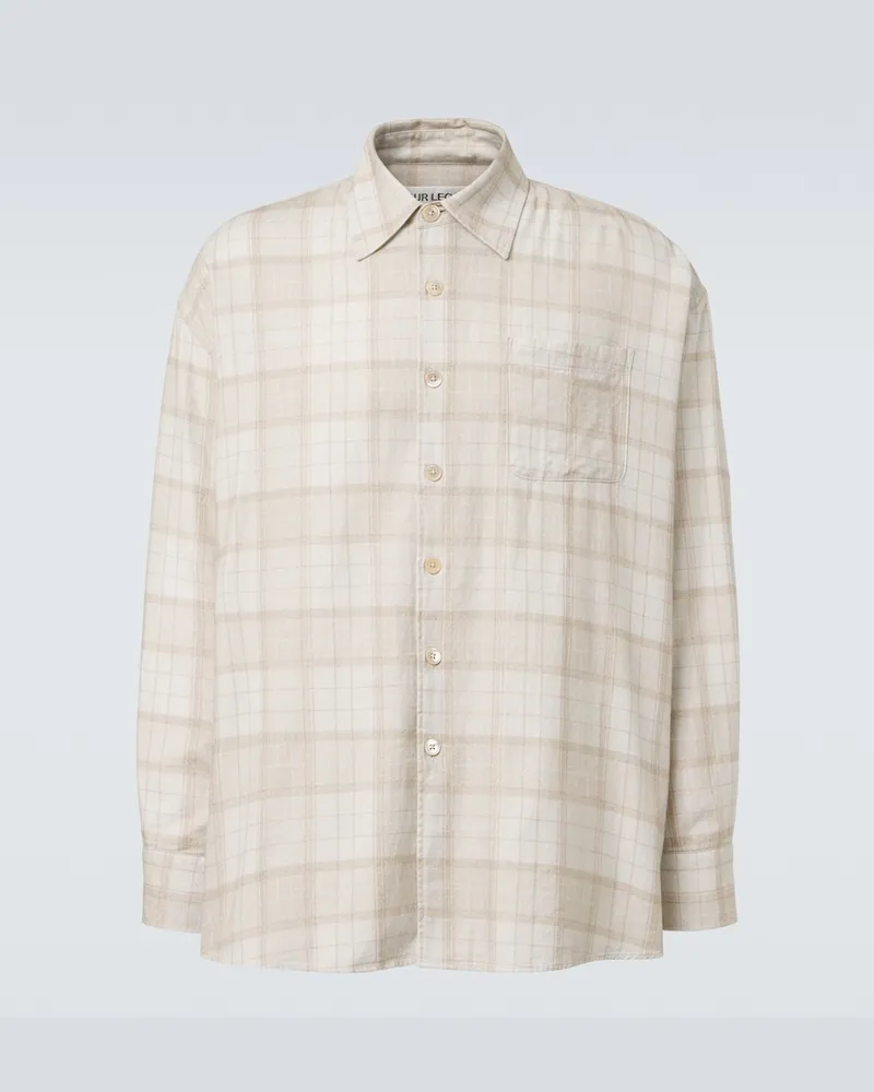 Our Legacy Camicia Borrowed in cotone a quadri Beige