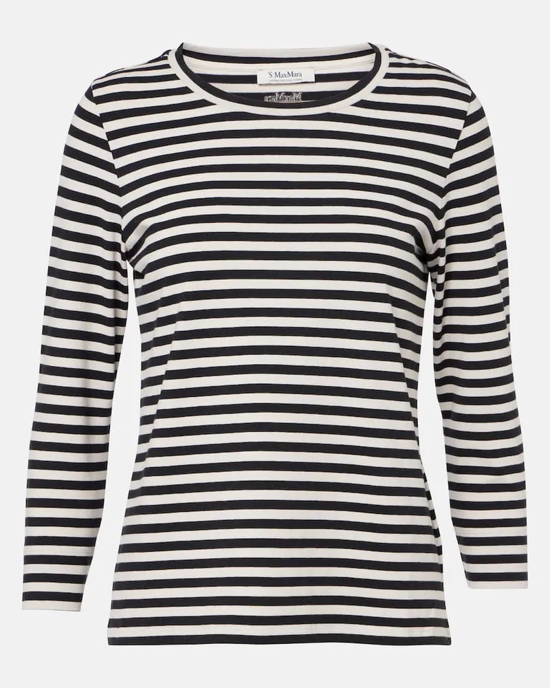 Max Mara T-shirt Durata in misto cotone a righe Nero