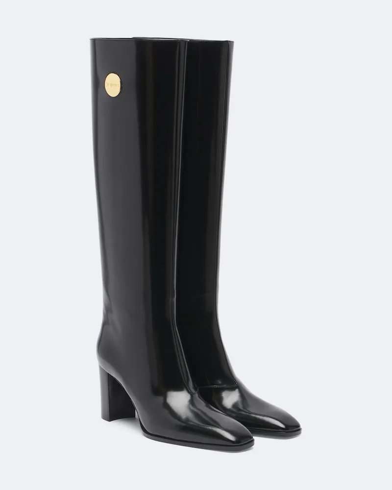 Saint Laurent Stivali Louis in vernice Nero