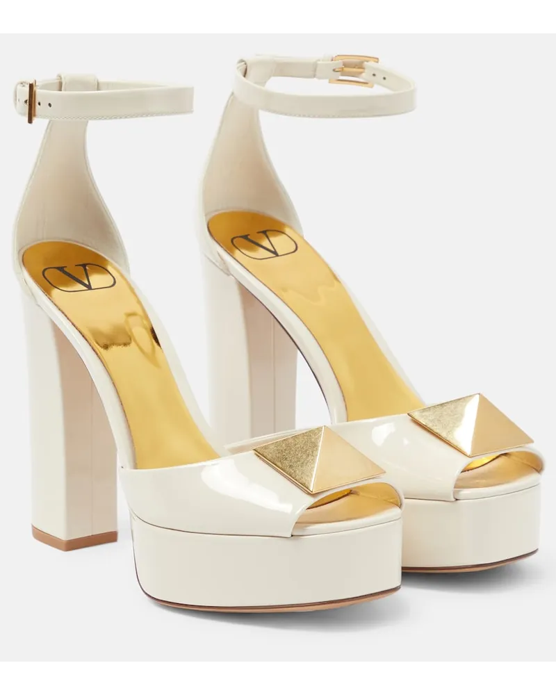 Valentino Garavani Sandali One Stud in vernice con plateau Bianco